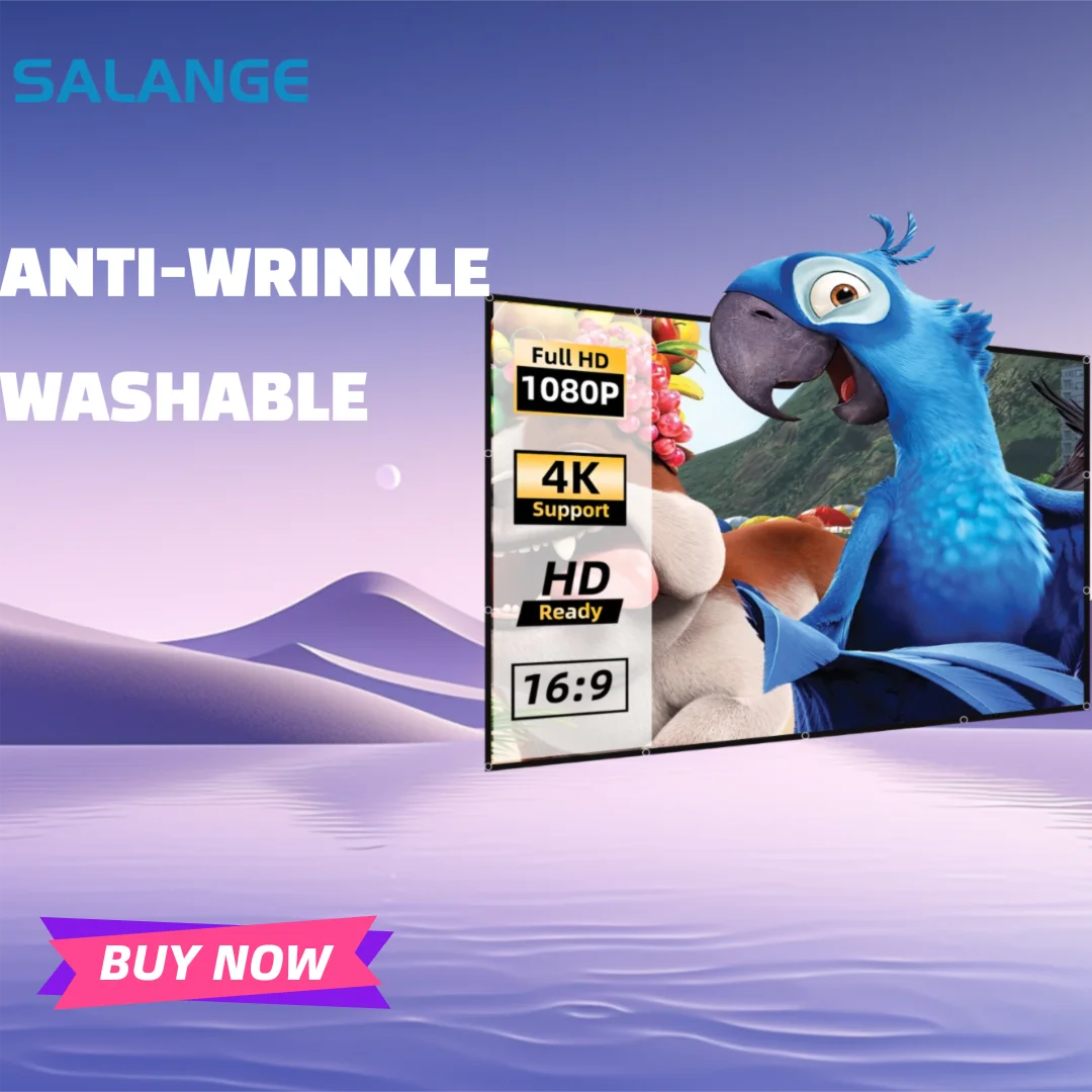 

Экран для Проекции Salange: Поддержка 4K/1080P, Передняя и Задняя Проекция, Без Мят и Легкая Чистка, Установка за 5 Минут, Яркие Цвета