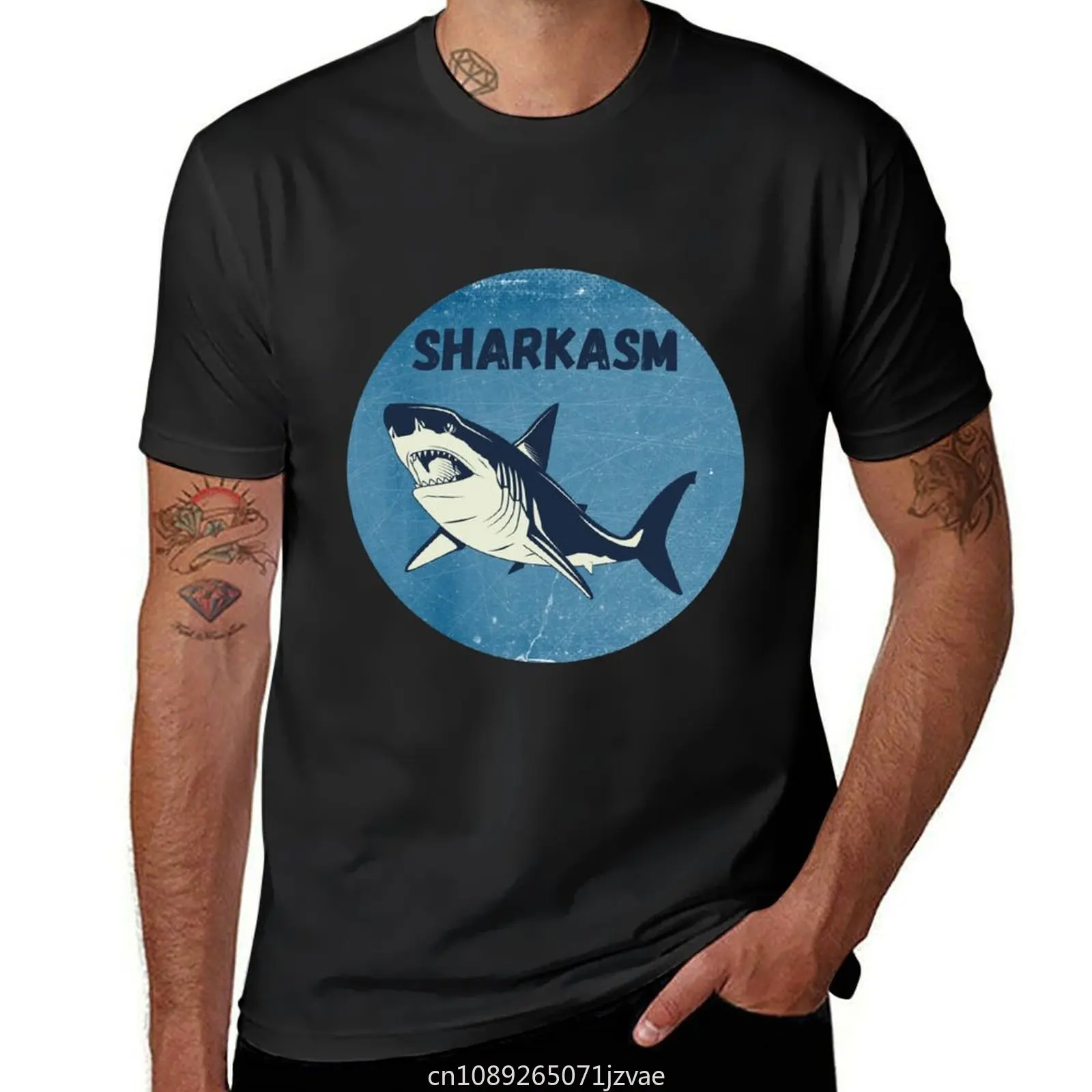 Sharkasm Funny Shark Vintage - Classic T-shirt sweat tees big and tall t shirts for men