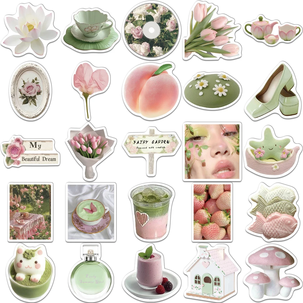 50 قطعة من ملصقات الرياح الإبداعية في أوائل الصيف للفتيات Dream Pastel Ins، تزيين الحساب، جراب هاتف DIY، ملصقات الكمبيوتر المحمول