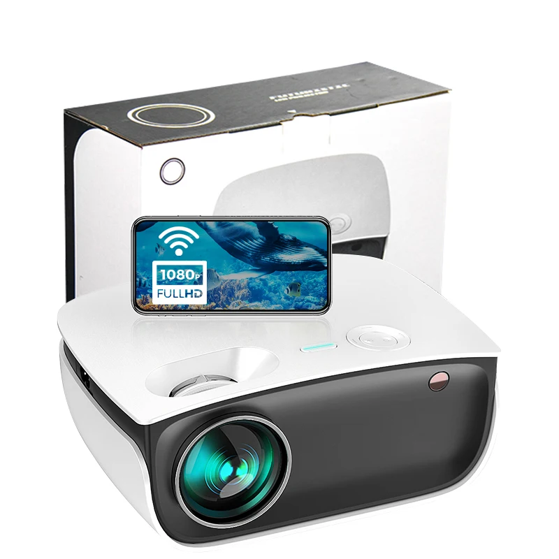 WiFi Mini Projector with Screen Mirroring 7000 Lumens Home Cinema Projector 1080P Full HD Portable Video Projector with 250