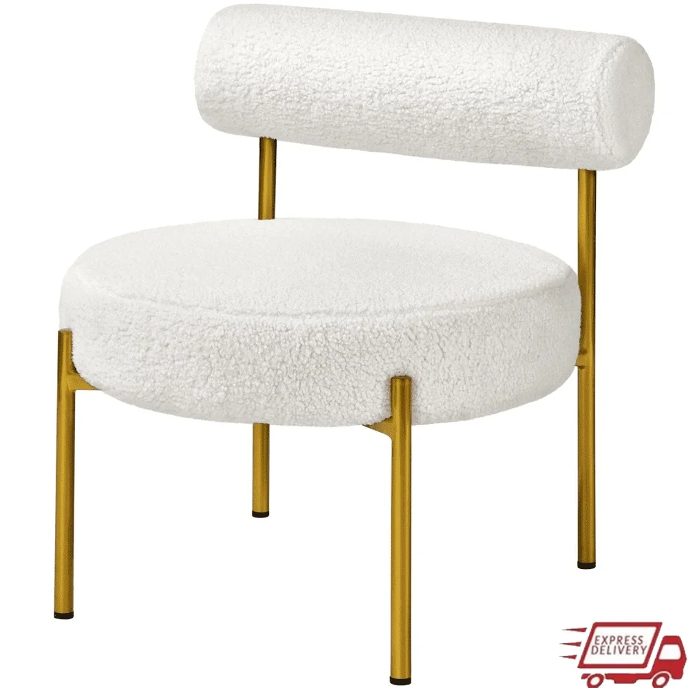 

Boucle Accent Chair Living Room Adjustable Foot Pads Sturdy Metal Legs Soft Foam Padding Modern Design Comfortable Seating