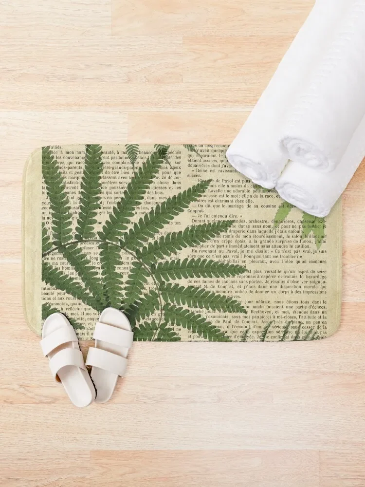 Botanical print on old book page - fern Bath Mat Bathtub Anti Slip Carpet Living Room Toilet Carpet Mat