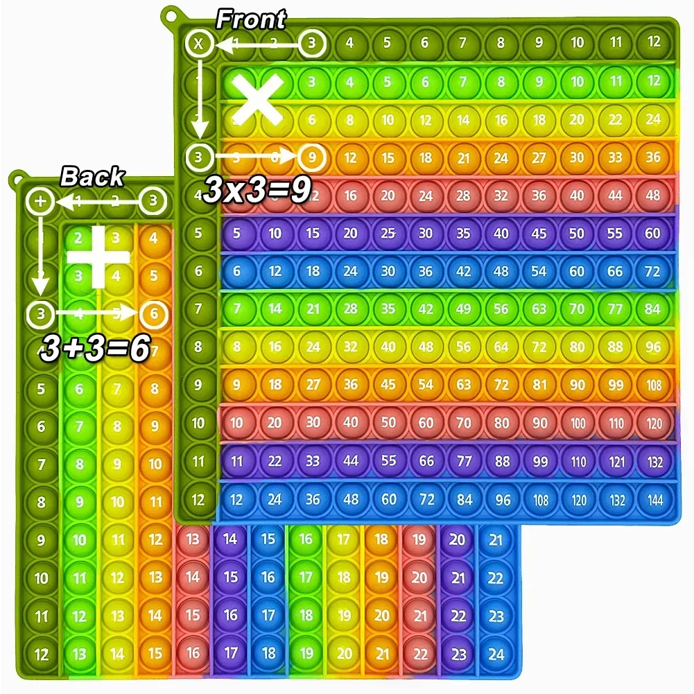 Gráfico de adição de jogos de multiplicação, brinquedos pop fidget, 12x1 2 e 12 + 12 vezes, atividade de prática de matemática de mesa, brinquedos educativos montessori