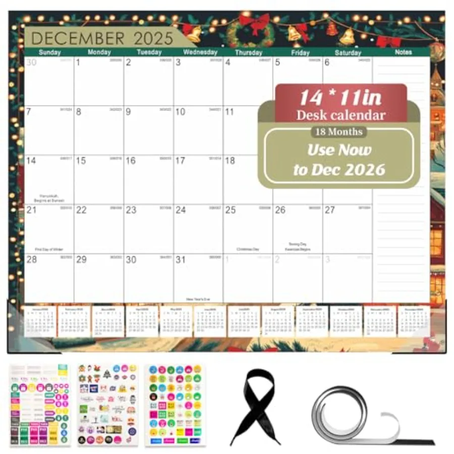 

2026 Desk Calendar 18-Month Large Desktop/Wall Calendar 14" x 11" Fridge Calendar Use Now to Dec 2026 Personal Planner for Home