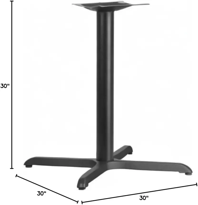 Furniture 30" x 30" Restaurant Table X-Base with 3" Diameter Table Height Column, Commercial X-Base Cast Iron Restaurant Table B