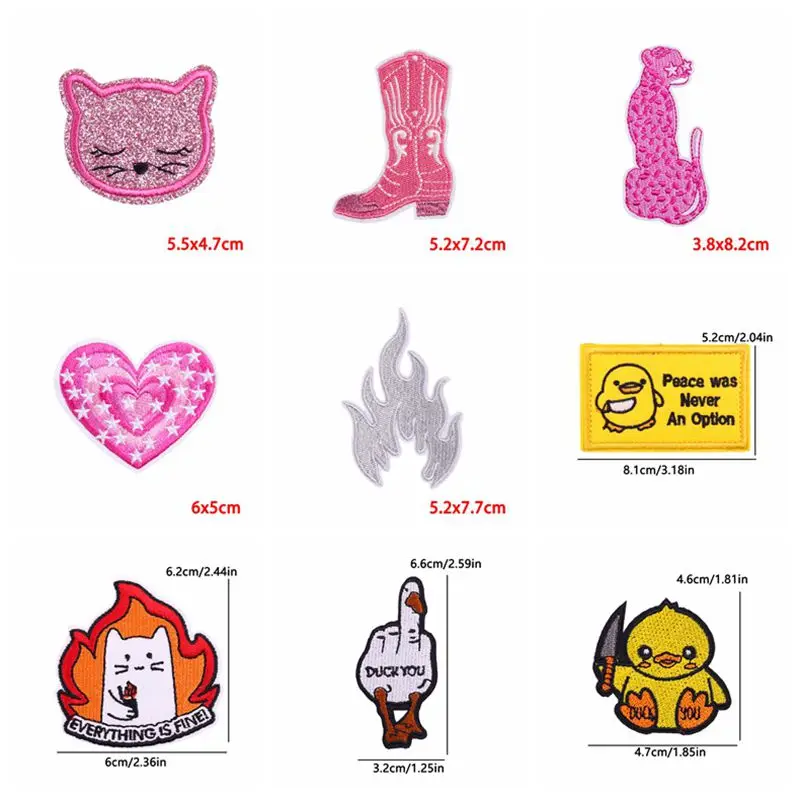 10PCS Wholesale Silly Goose Embroidered Patches For Clothing thermoadhesive Patches On Clothes Animal Iron On Patch Backpack DIY