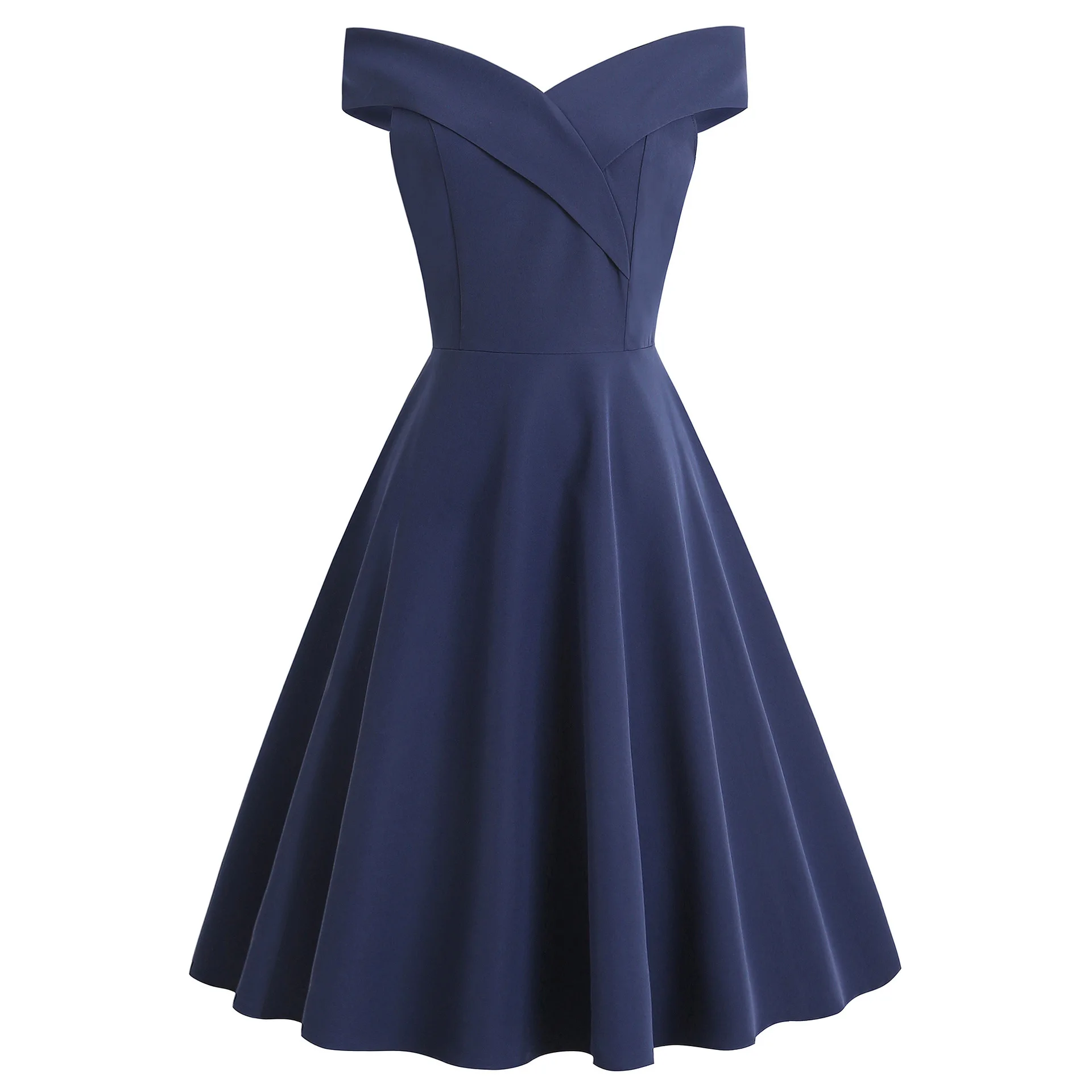 Evening Gown Cross-Border Women's One-Shoulder Dress Cocktail Party Dress round Neck Elastic Waist Silk Fabric Company Dinner