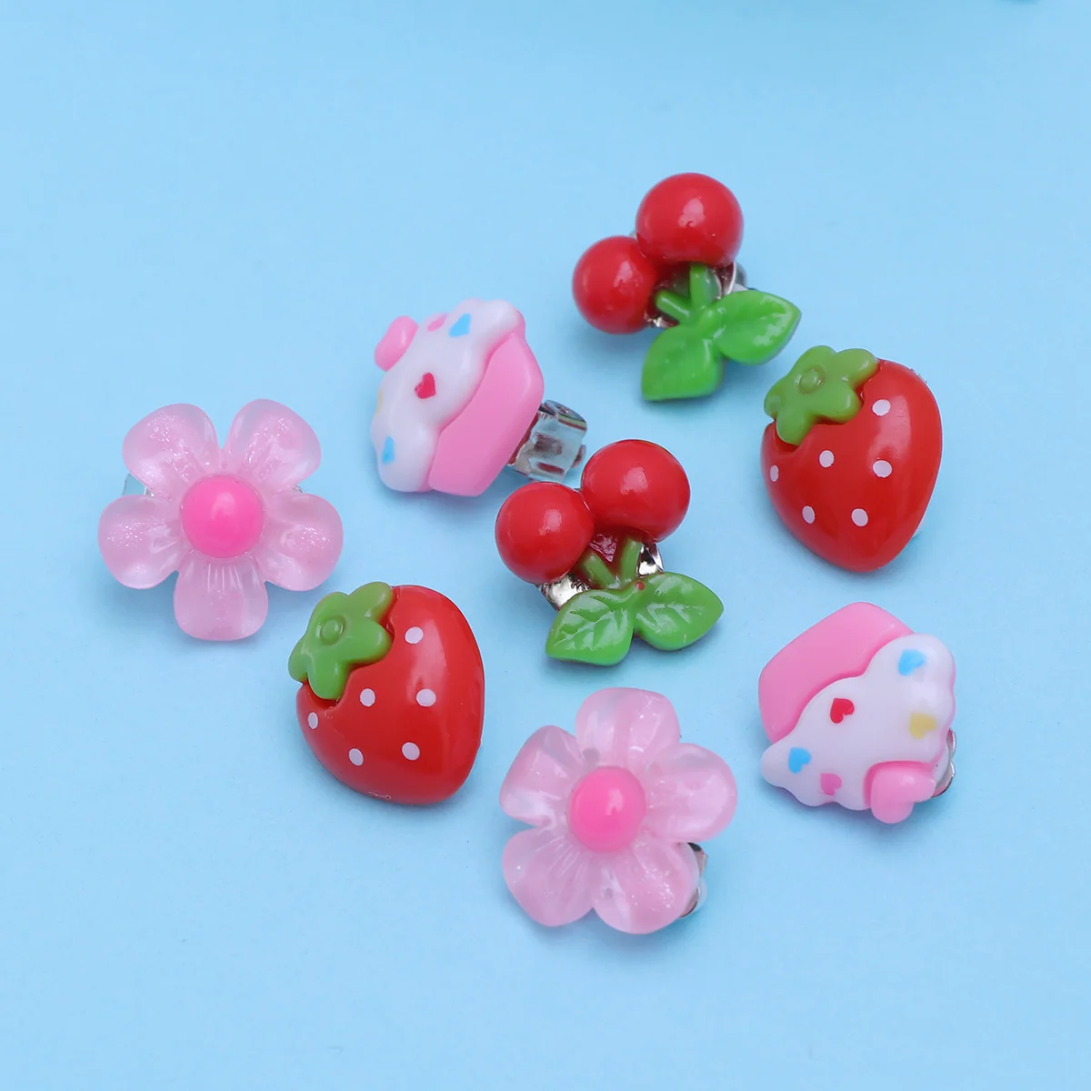 4 Pair Set of Earrings for Kids Clip-on Christmas Girls Play Decorations Cartoon Fun