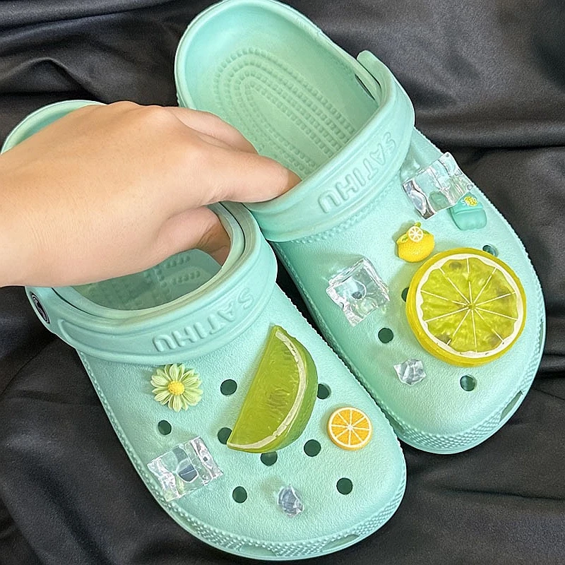 1Set New 3D Fruit Shoe Decorations DIY Summer Lemon Ice Shoe Charms Set Advanced Detachable Buckle Shoes Accessories