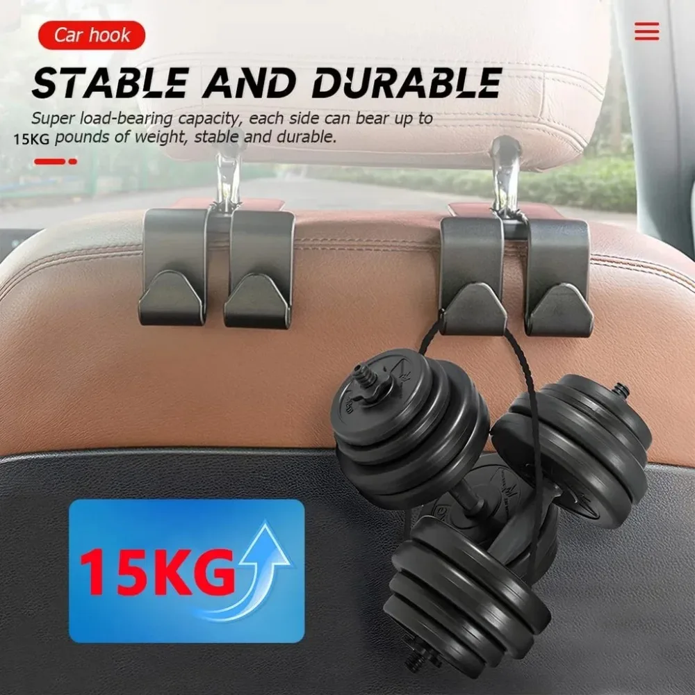 1/2PCS Gancio per poggiatesta per seggiolino auto Confezione da 4 ganci Organizzatore di stoccaggio universale per borsa Borsa Cappotto adatto per auto universale per veicoli Nero
