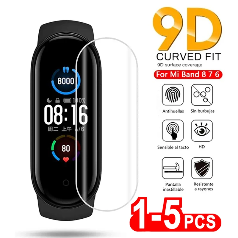 Soft Hydrogel Protective Film For Xiaomi mi Band 8 7 Pro Full Screen Coverage Film For Mi Band 6 5 4 3 Smart Wristband Not Glass