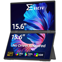 EVICIV Stacked Portable Monitor 15.6 Inch Dual Foldable Travel Display 1080P 100% sRGB USB-C HDMI Triple Laptop Screen Extender