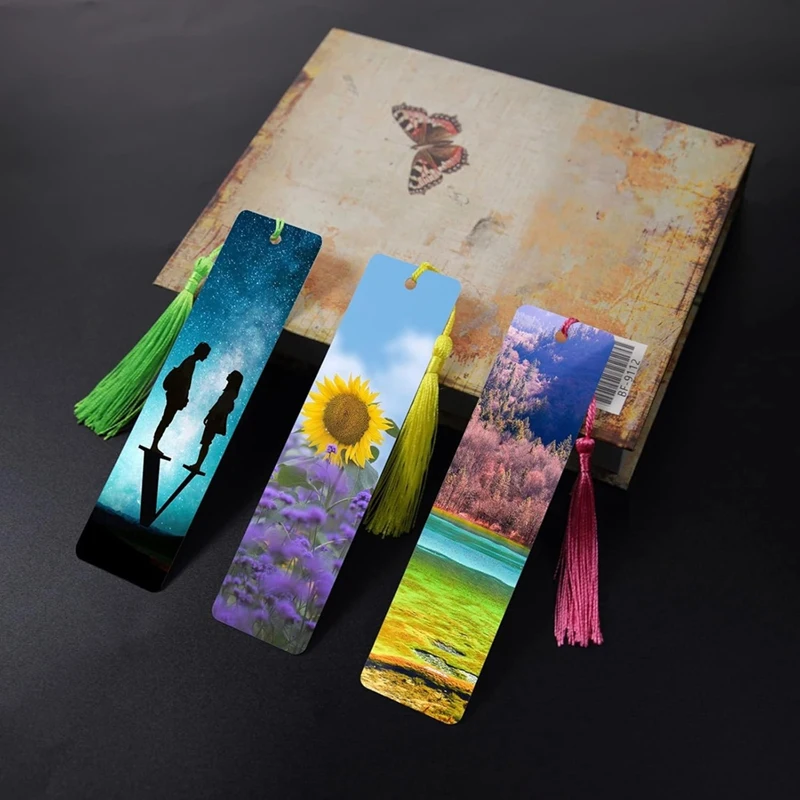 80Pcs Sublimation Bookmark Blank Heat Transfer Aluminum Metal Bookmarks Bulk DIY Bookmarks With Hole And Colorful Tassel