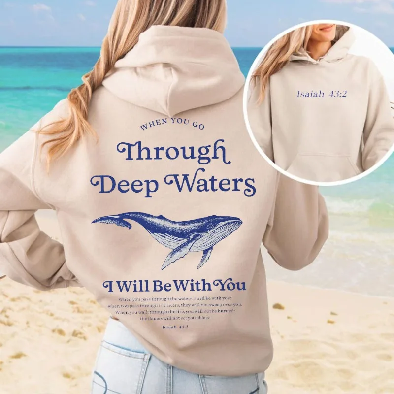 كريستيان هوديي المحيط مستوحاة نمط الشاطئ هوديي المسيحية جوز الهند فتاة الحوت يسوع هوديي المحيط الحيوان هوديي المرأة هودي #1