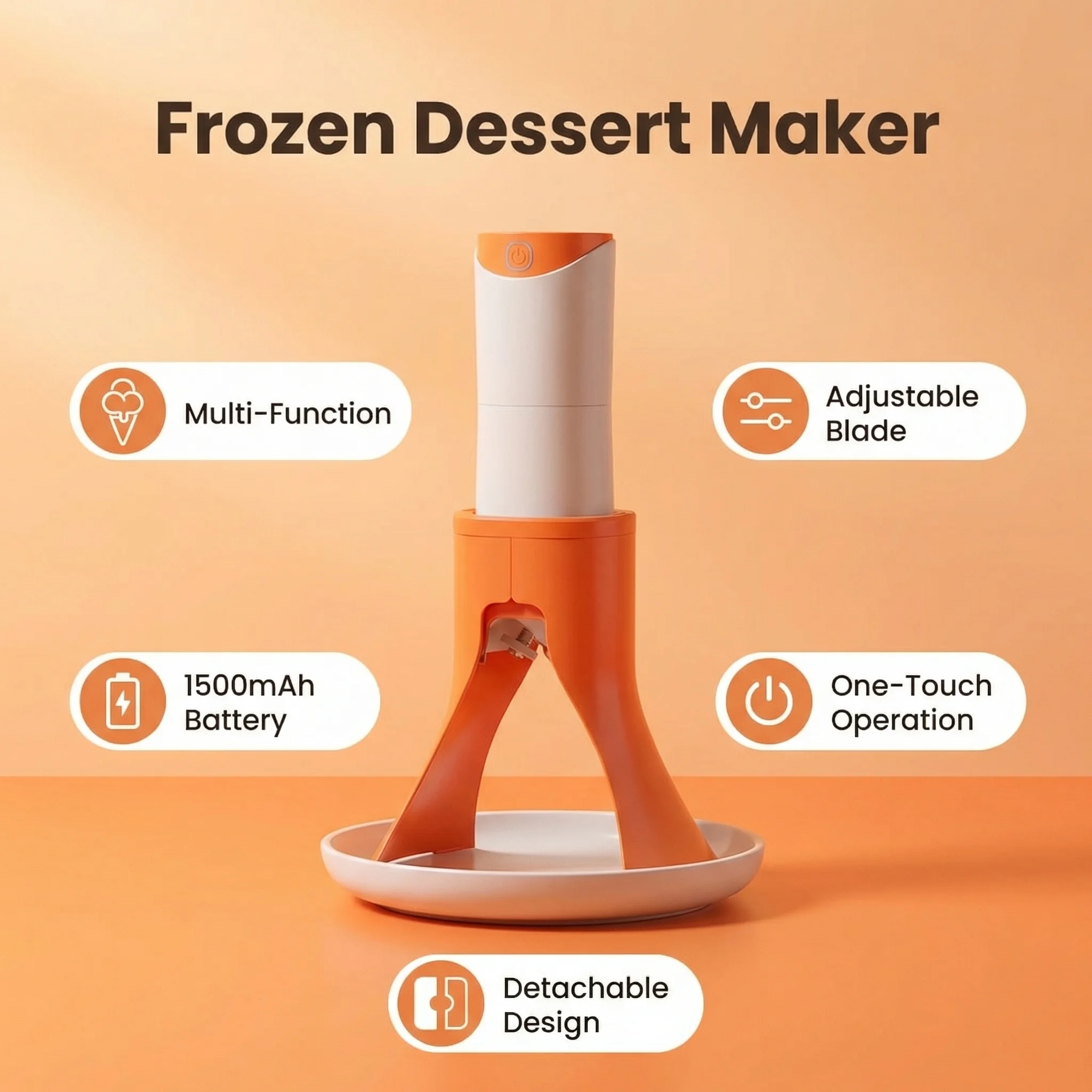 Premium Portable Electric Shaved Ice Machine 1500mAh Type-C Adjustable Blades 130ml Ice Mold Home Outdoor Easy Clean Storage