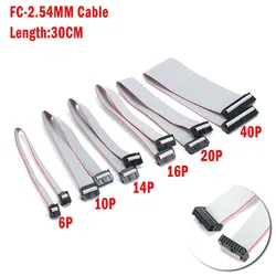 2PCS 2.54MM pitch FC-6/10/14/16/20/40 PIN 30CM JTAG ISP DOWNLOAD CABLE Gray Flat Ribbon Data Cable FOR DC3 IDC BOX HEADER