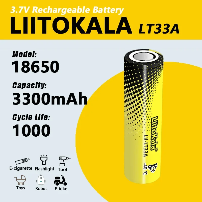 

1-40pcs Low temperature 18650 battery 3300mAh LiitoKala Lii-LT33A