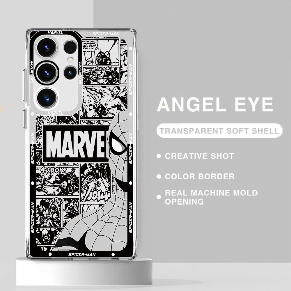 Marvel Spider man Case for Samsung Galaxy S24 Ultra S22 Plus S21 S20 FE S23 FE S20 Ultra S20 Shell Luxury Clear Silicone Cover 