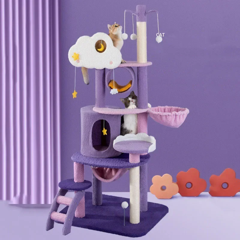 

Large Cat Tree Tower Wooden Condos Cats Scratch Board Toys Jumping Platform Villas Scratching Post Trees & Towers Cat Supplies