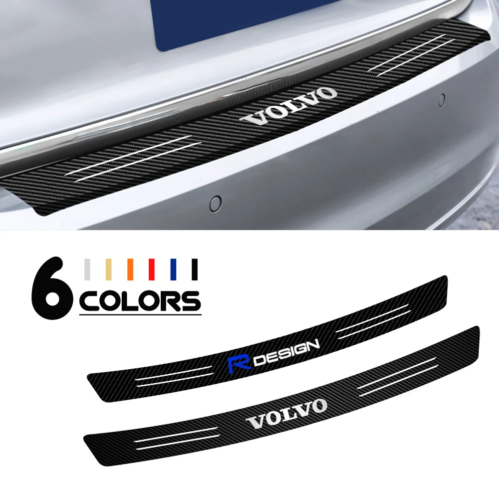 1pcs Carbon Fiber Auto Rear Trunk Bumper Protective Sticker Decal Car Styling For Volvo RDESIGN XC90 XC60 XC70 S60 S80 V40 V60