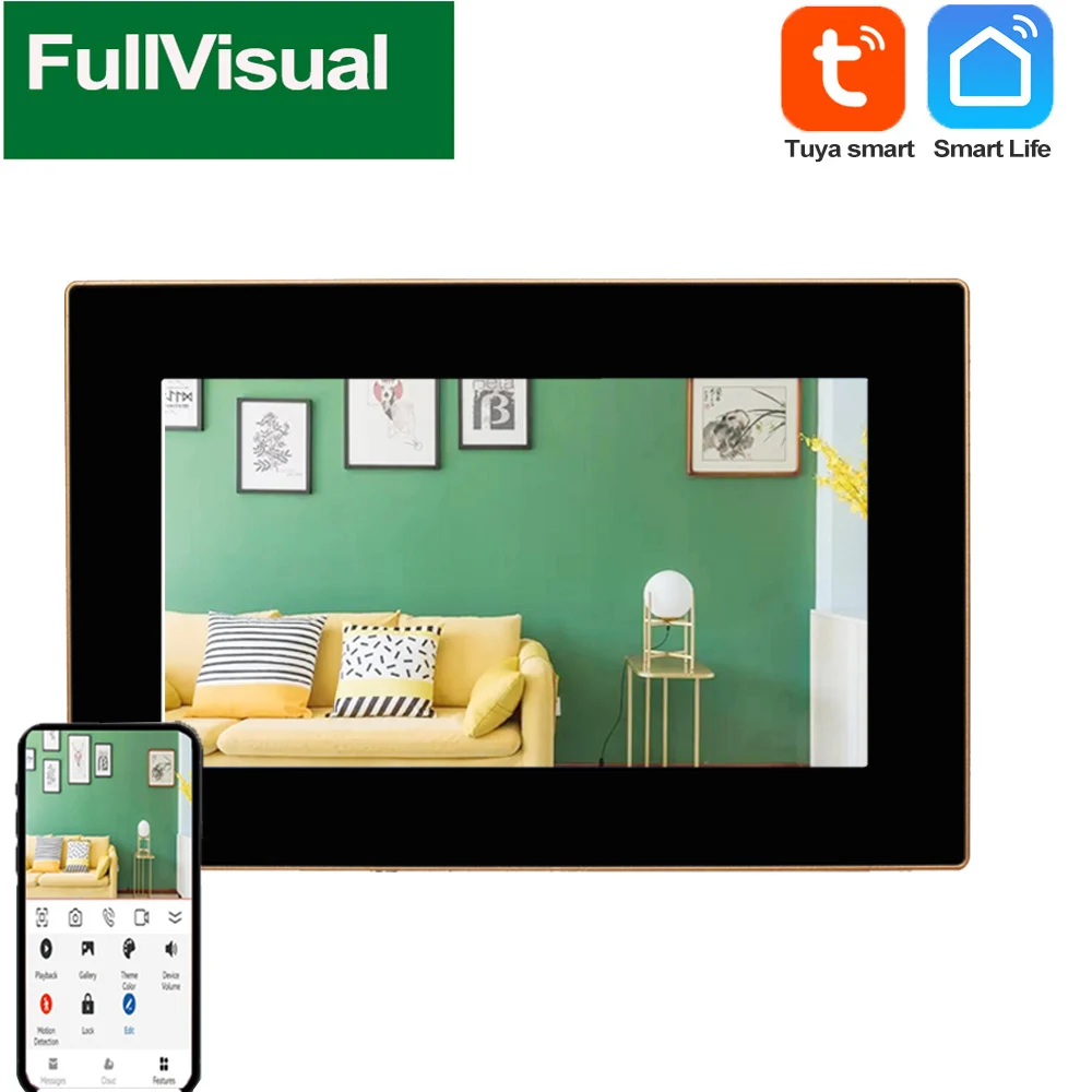 Fullvisual 7 Polegada Touch Screen Wired Wifi Single Monitor Video Door Phone Intercom Desbloquear Talk