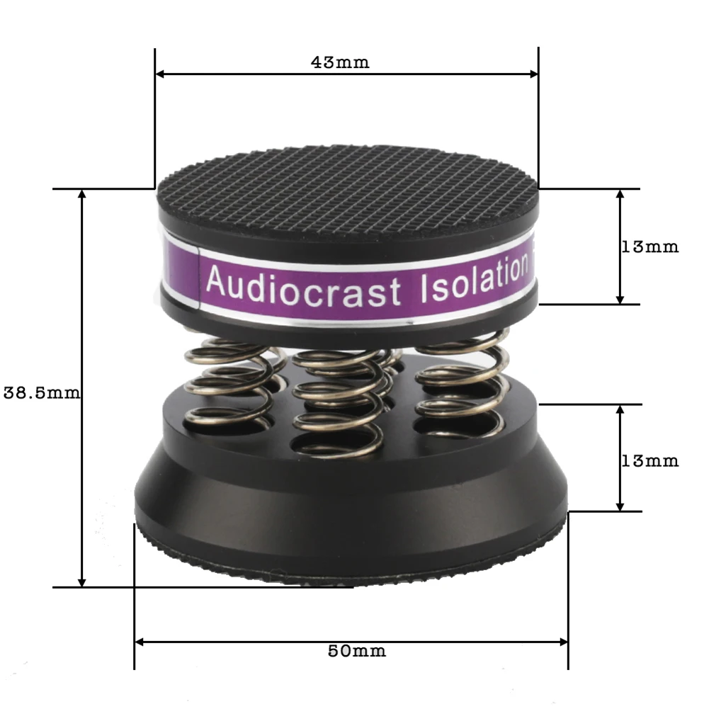 Audiocrast 4PCS Black Aluminum Spring Speaker Spikes Isolation Stand for HiFi Amplifier/Speaker/Turntable/Player(Black)