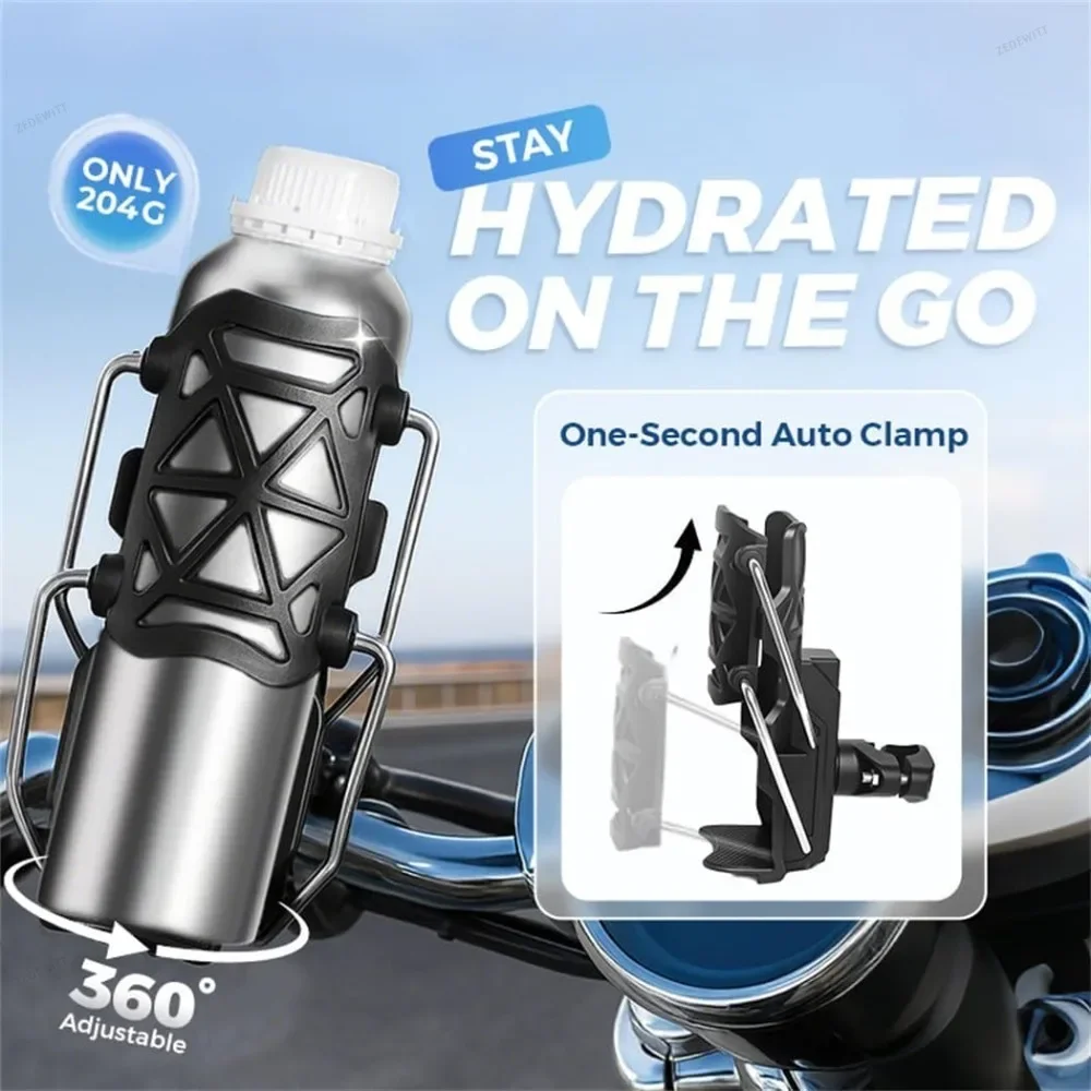 Off-Road Motorcycle Bike Cup Holder Shock Absorbing Drink Mount Fits 0.87-1.26in Handlebars 1.4-2.9in Bottles for Boat