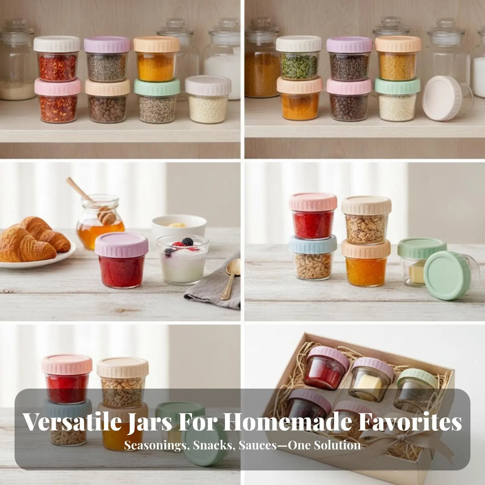 Small Glass Storage Jar with Screw Top Lid for Jam Relish and Spice Mixes Transparent for Quick View
