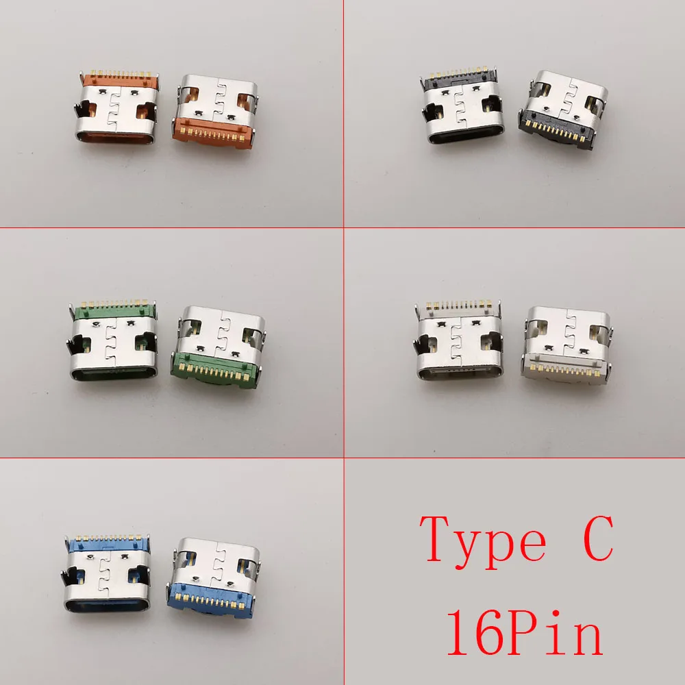 10Pcs 3.1 USB Type-C 16Pin Female Socket Connector USB Type C Placement SMD SMT Charging Port Jack For DIY Repair