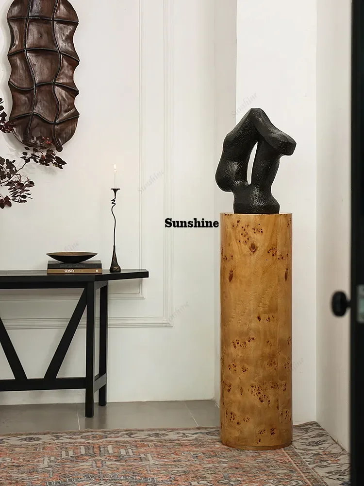 Living room decoration Sculpture Tumor bark Round base Artwork Floor-to-ceiling booth ornament  T*