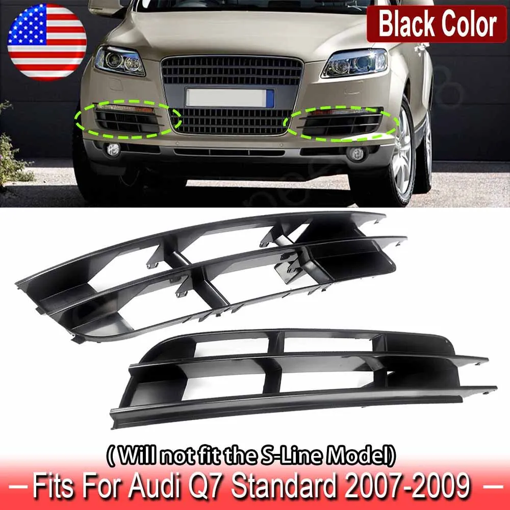 

FOR AUDI Q7 2007 2008 2009 Standard Model BLACK FRONT BUMPER Fog Lamp Covers Grill Refit FOG LIGHT COVER GRILLE Accessories