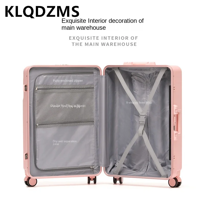 KLQDZMS-Valise à Roulettes avec Ouverture Frontale pour Ordinateur Portable, Bagage de Cabine, Sac de Voyage, Style Trolley, 20 Pouces, 24 Pouces, 28 Pouces