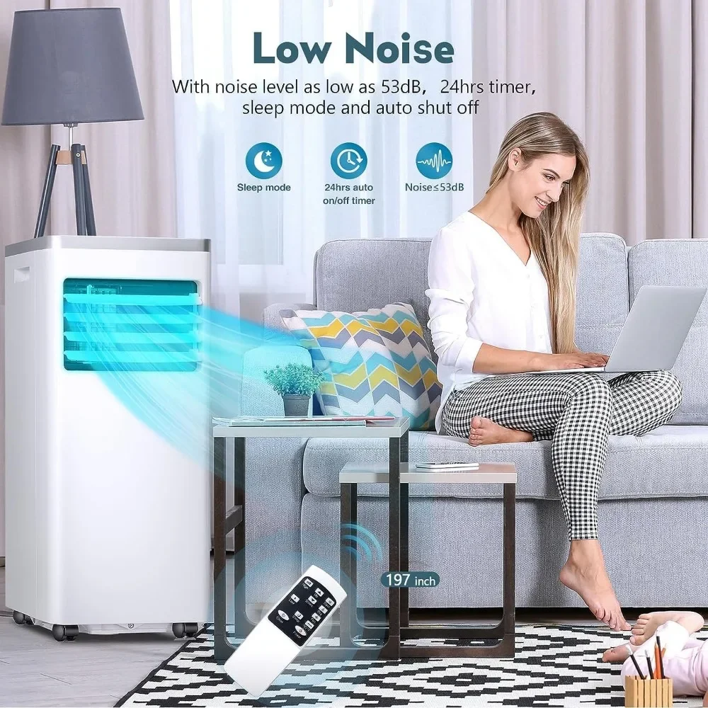 Climatiseur portable, unité de climatisation domestique 8000 BTU avec mode DeAquarelle et ventilateur intégrés, avec télécommande, kit d'installation