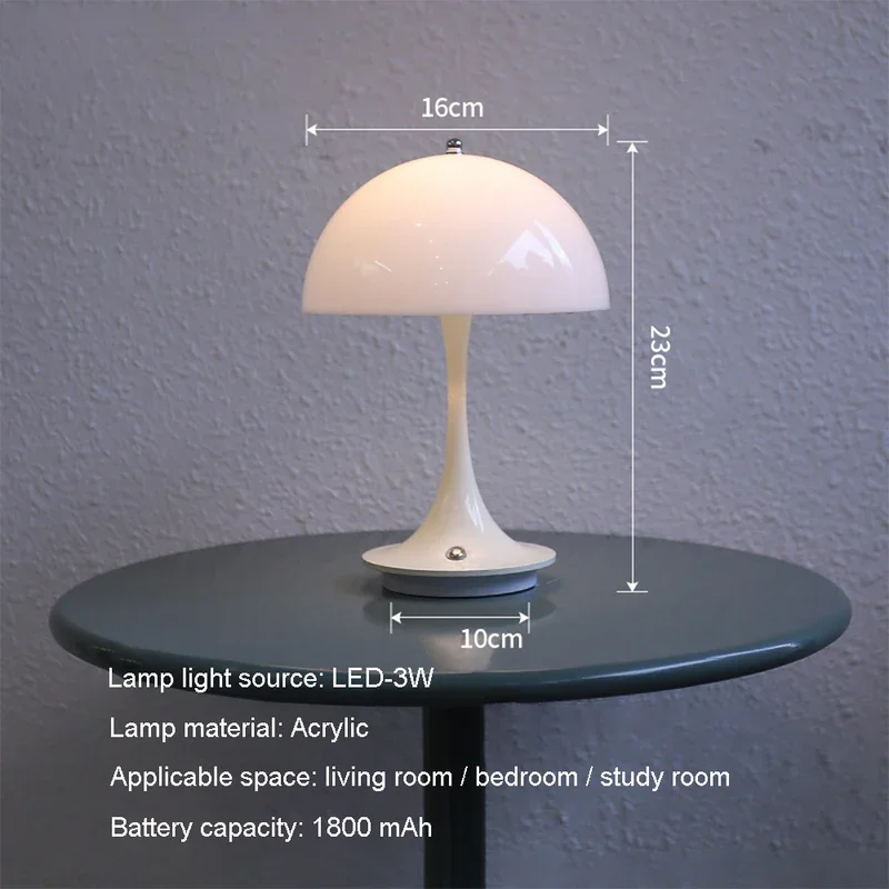 Imagem -04 - Quarto Mesa sem Fio Decoração do Quarto Luz Noturna Toque Interruptor Atmosfera Usb Table Lamp Lâmpada de Cabeceira Led Recarregável