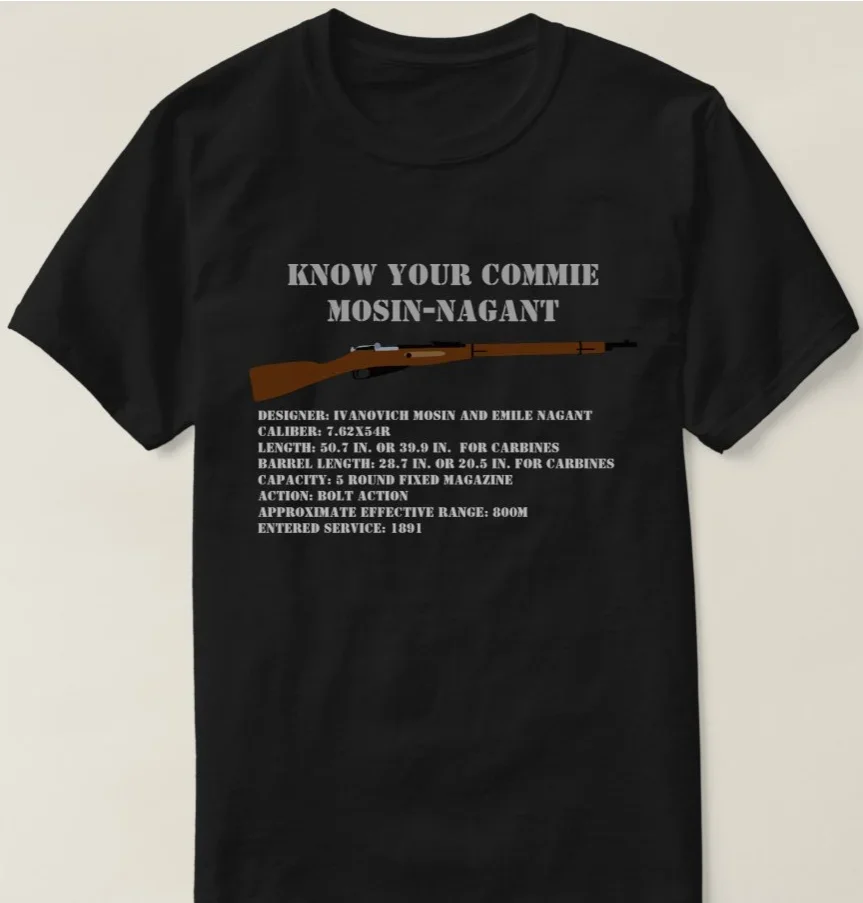 Soviet Famous Mosin Nagant Rifle T-Shirt 100% Cotton O-Neck Summer Short Sleeve Casual Mens T-shirt Size S-3XL