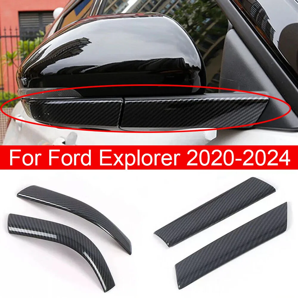 

LHD для Ford Explorer 2020-2024, углеродное волокно, серебристый, хромированный, боковое зеркало заднего вида, полоса, накладка, внешние аксессуары