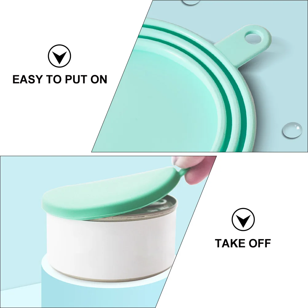 

4 Pcs Pet Silicone Jar Lids Dog Food Tin Can Sealing Cap Feeding Spoon Sealed and