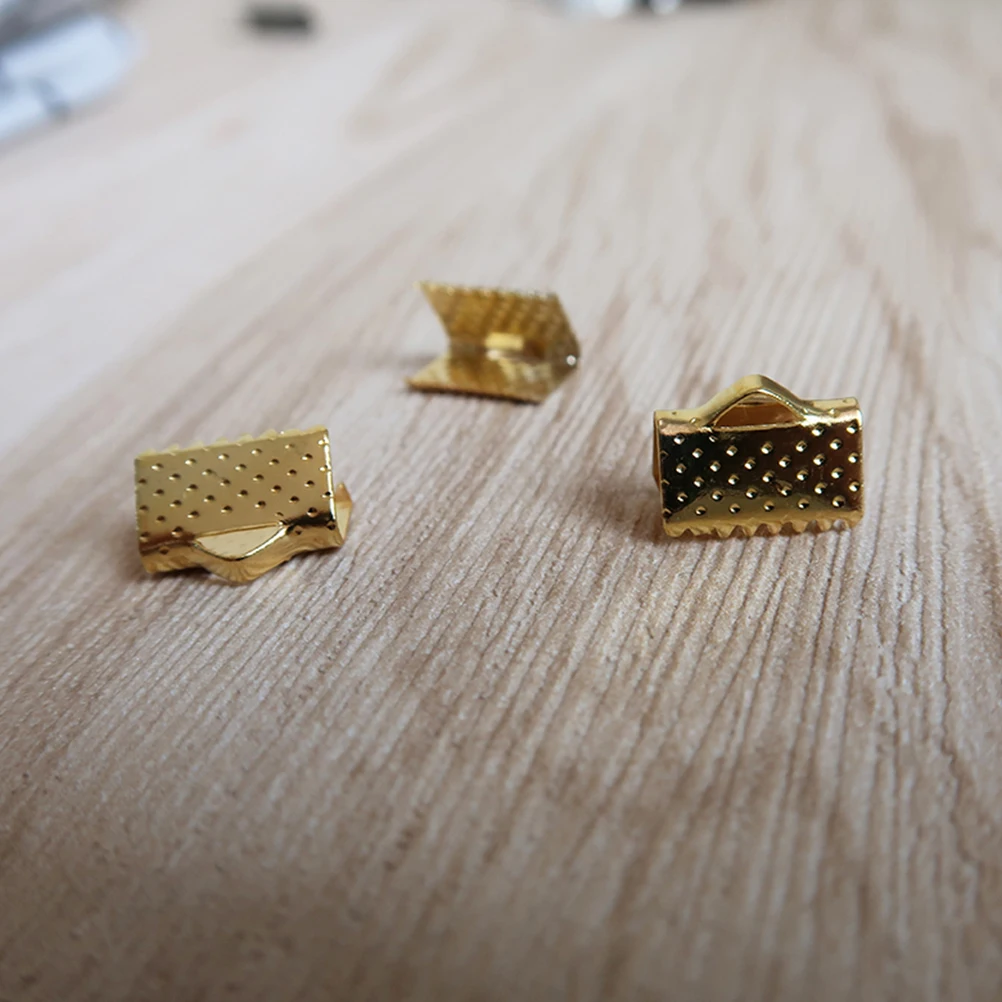 

100 PCS Colorful Metal Clamp Ribbon End Clasps Fastener Cord Ends Jewelry Making