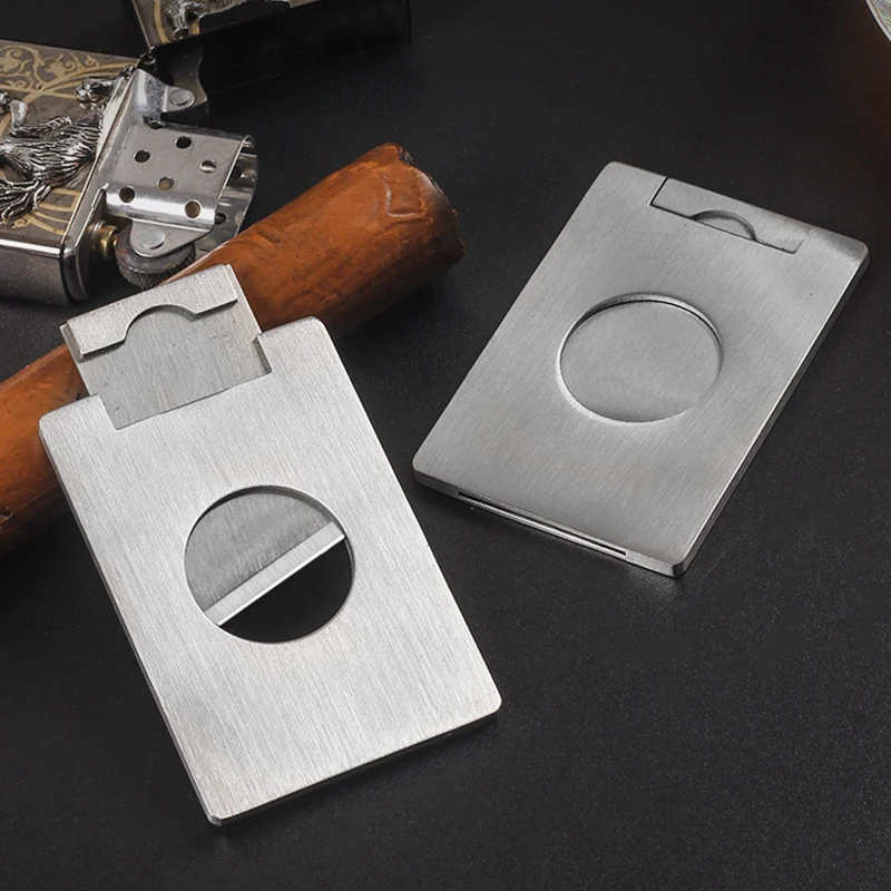2026 New Portable Smoking Square Single-blade Cigar Cutter Stainless Steel Metal Cutter Guillotine Cigar Scissors Gift view 6