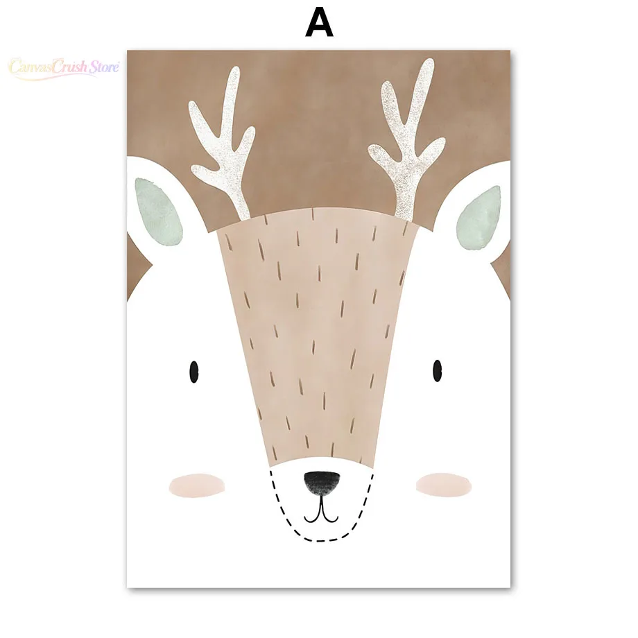 Deer Fox Rabbit Bear Hedgehog Woodland Nursery Wall Art Print Canvas Painting Nordic Poster Wall Pictures Baby Kids Room 2026