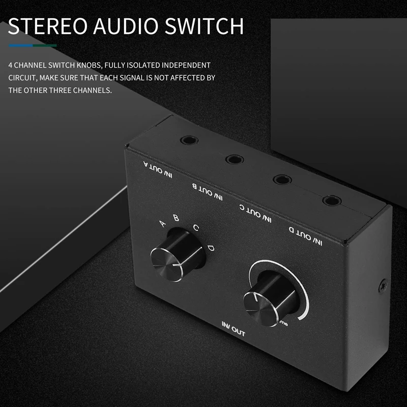 Switch Audio a 4 porte, Switcher Audio da 3.5mm, selettore Audio Stereo AUX, 4 ingressi 1 uscita/1 ingresso scatola Switcher Audio a 4 uscite