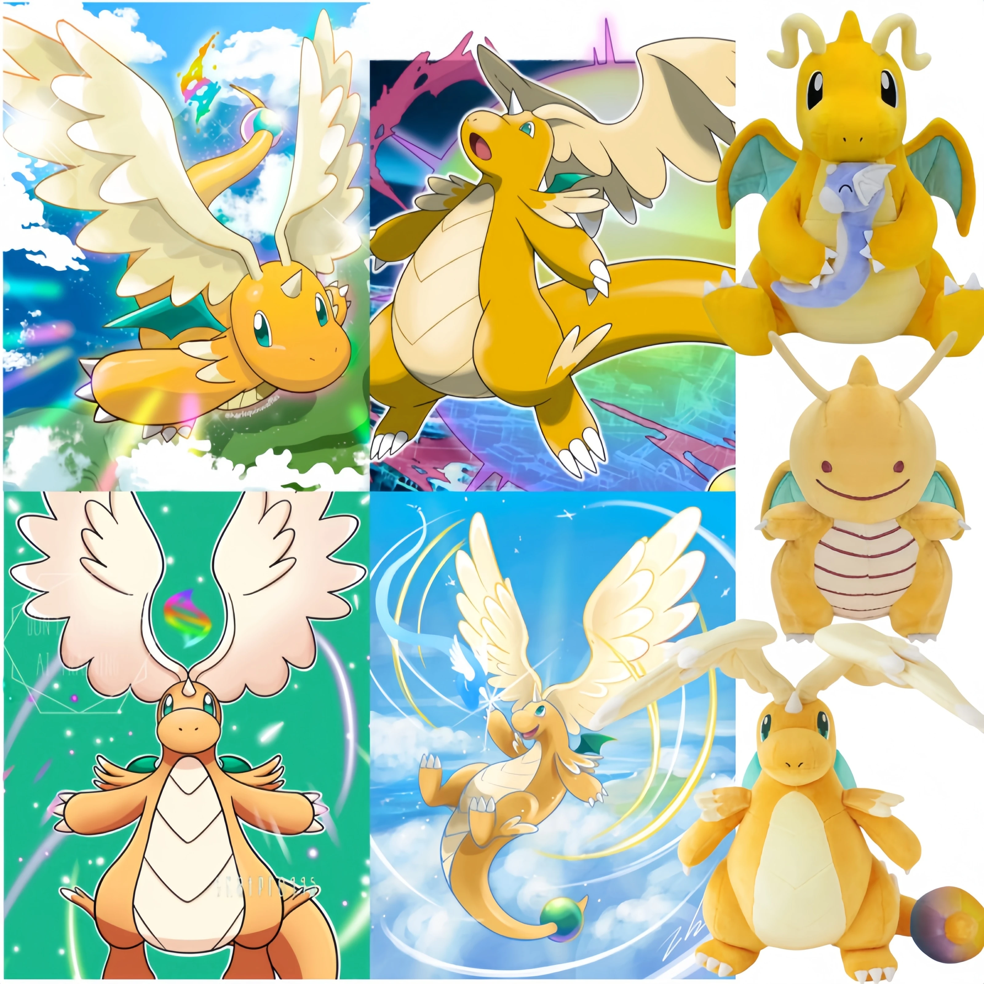 

Pokémon Pokopia Dragonite Plush Ditto Transformation Series Plush Toy Mega Dragonite Charizard Dragonite Holding Dratini Doll