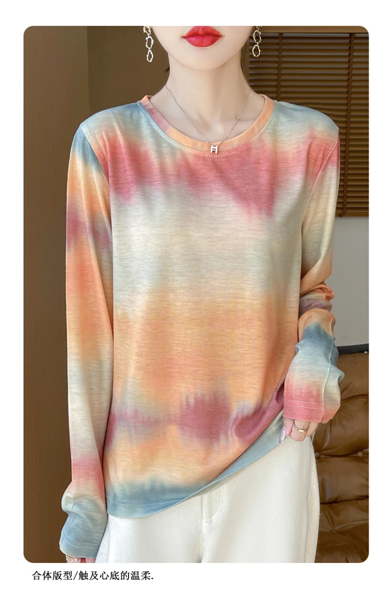 2025 New Summer Thin Silk Knitted Short-sleeved T-shirt Women's Sleeveless Wool Loose Printed T-shirt