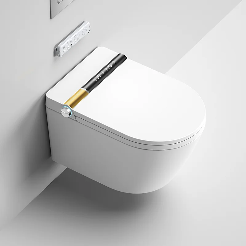 Inteligentna toaleta elektroniczna z automatycznym spłukiwaniem, funkcją manualnego spłukiwania, inteligentna, do użytku przez kobiet w ciąży, wisząca.