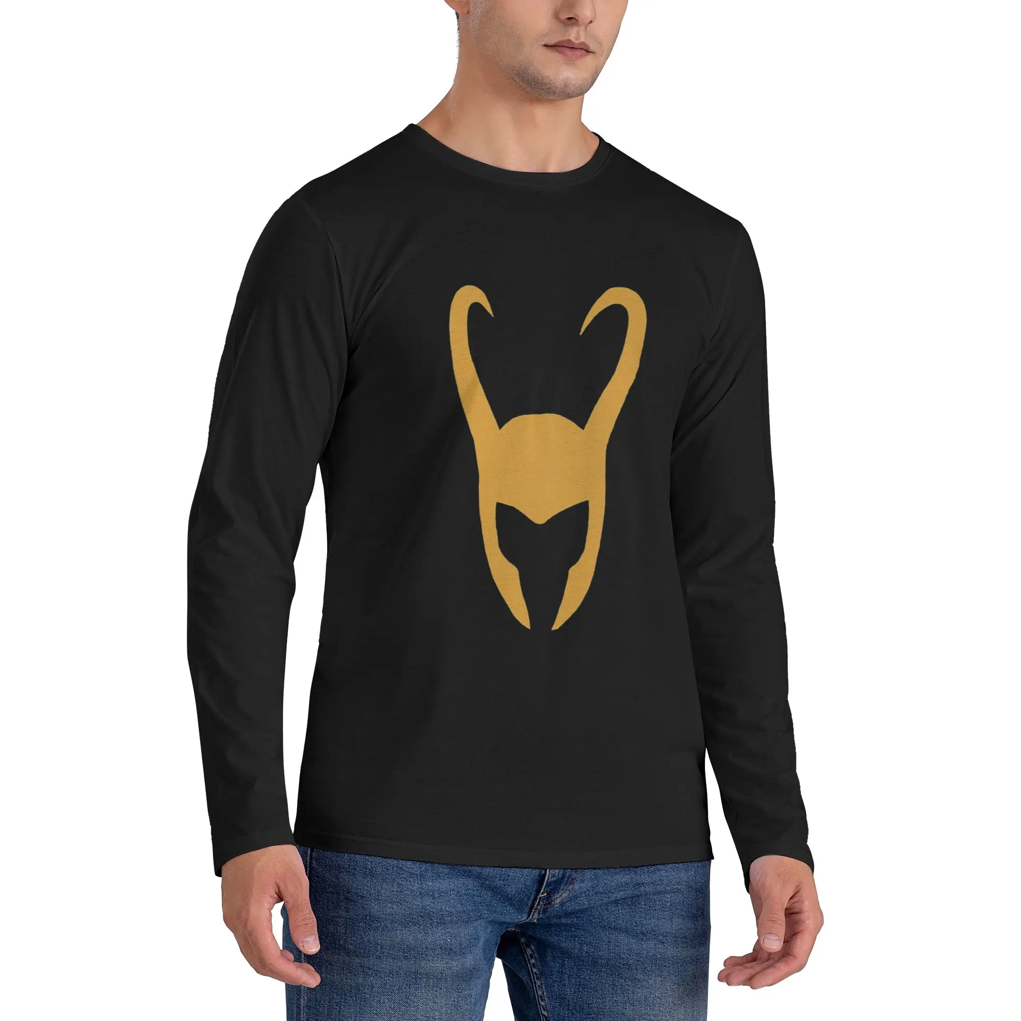 

Loki Logo Men's Long Sleeved T-shirt Breathable Round Neck T shirts Spring and Autumn Men tops