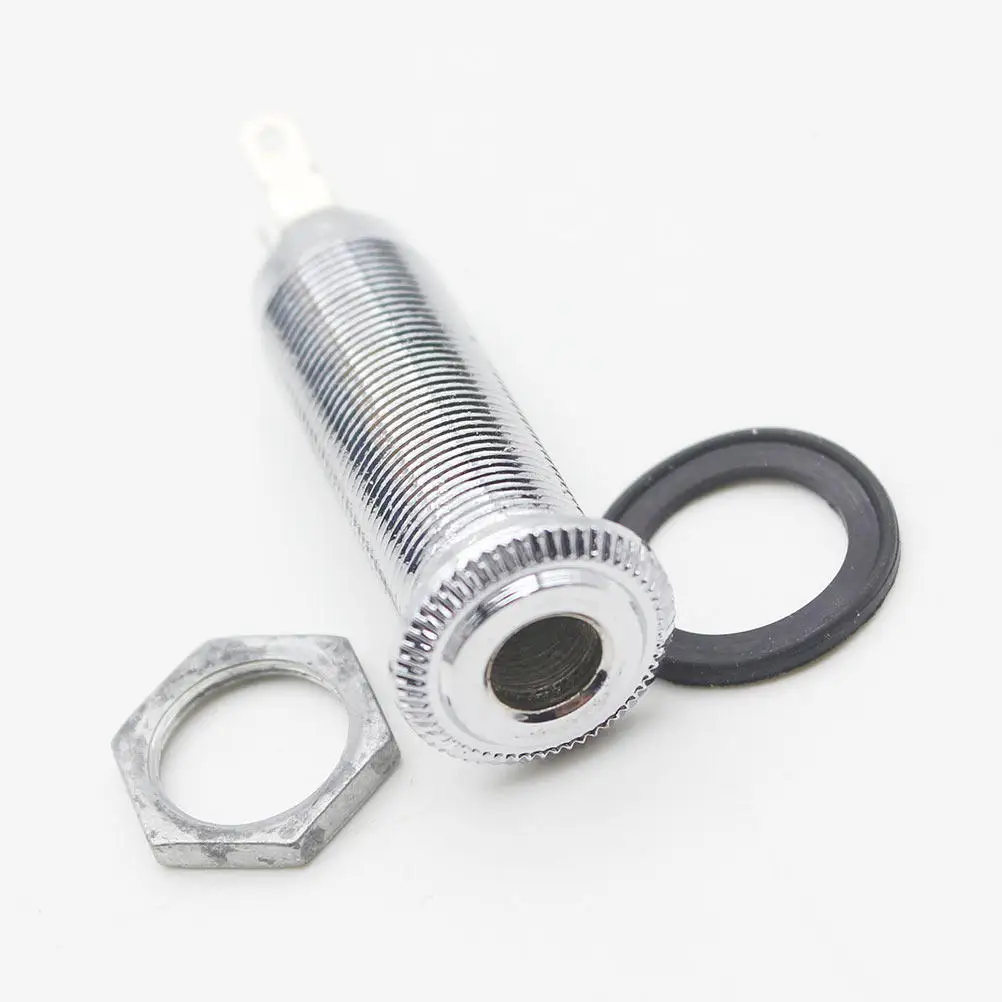 Long Threaded Cylinder Guitar Jack Professional Electric Guitar Input Socket Replacement for Worn Parts Smooth Non-Burr Metal