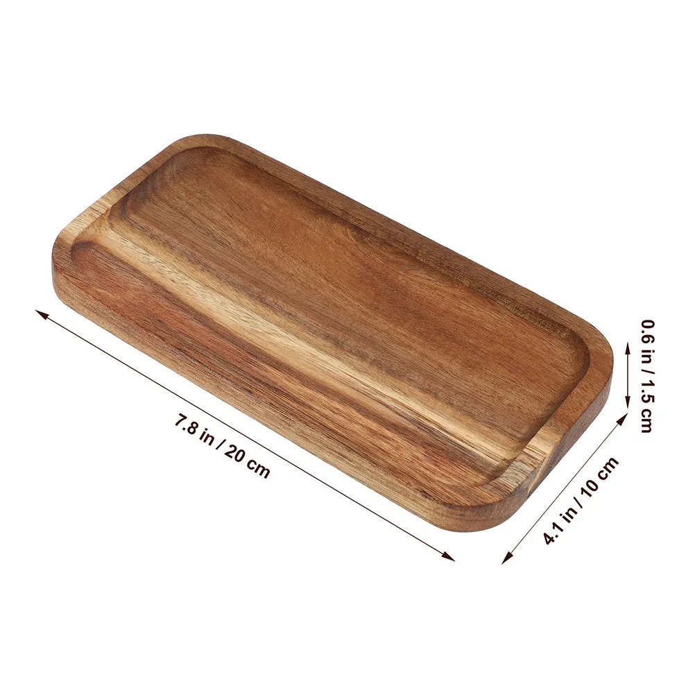 2Pcs Wooden Tray Rustic Farmhouse Food Serving Plate Multi-Functional Storage Tea Snack Display Tray for Party Restaurant Home