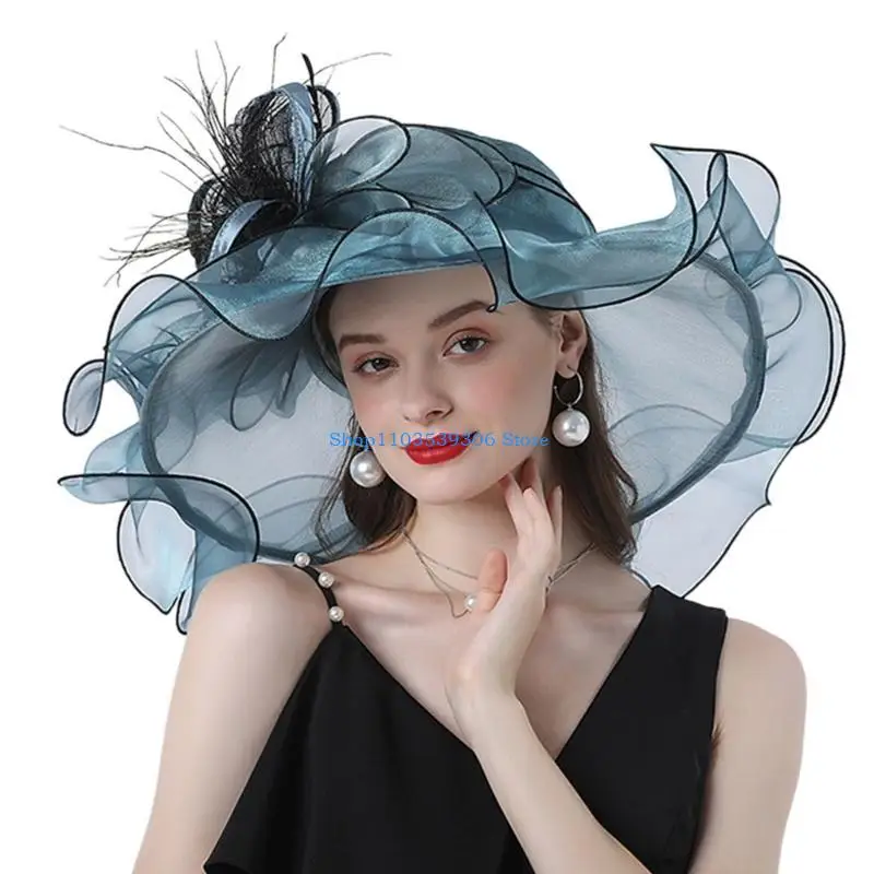 400A Breathable Organza Bowler Hat Summer Outdoor Must Have Item Wide Brim Hat Girls Church Hat Fascinators