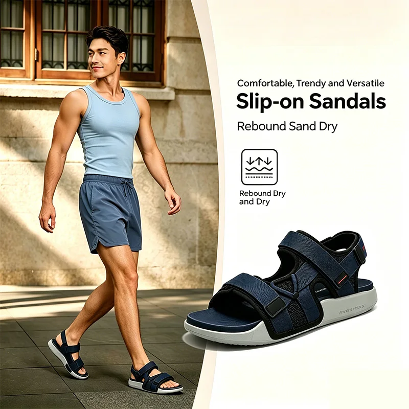 

Skechers Men's Outdoor Beach Shoes OTHERS Bathroom Sandals Casual Slippers 237292-Nvy