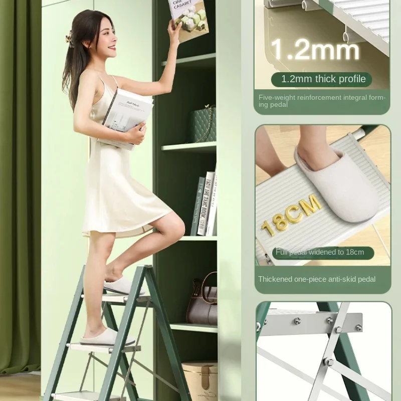 Lightweight Aluminum Folding Ladder 2-3-4 Step Stool Wide Anti-Slip Pedal 150kg Load Capacity Portable Household Office